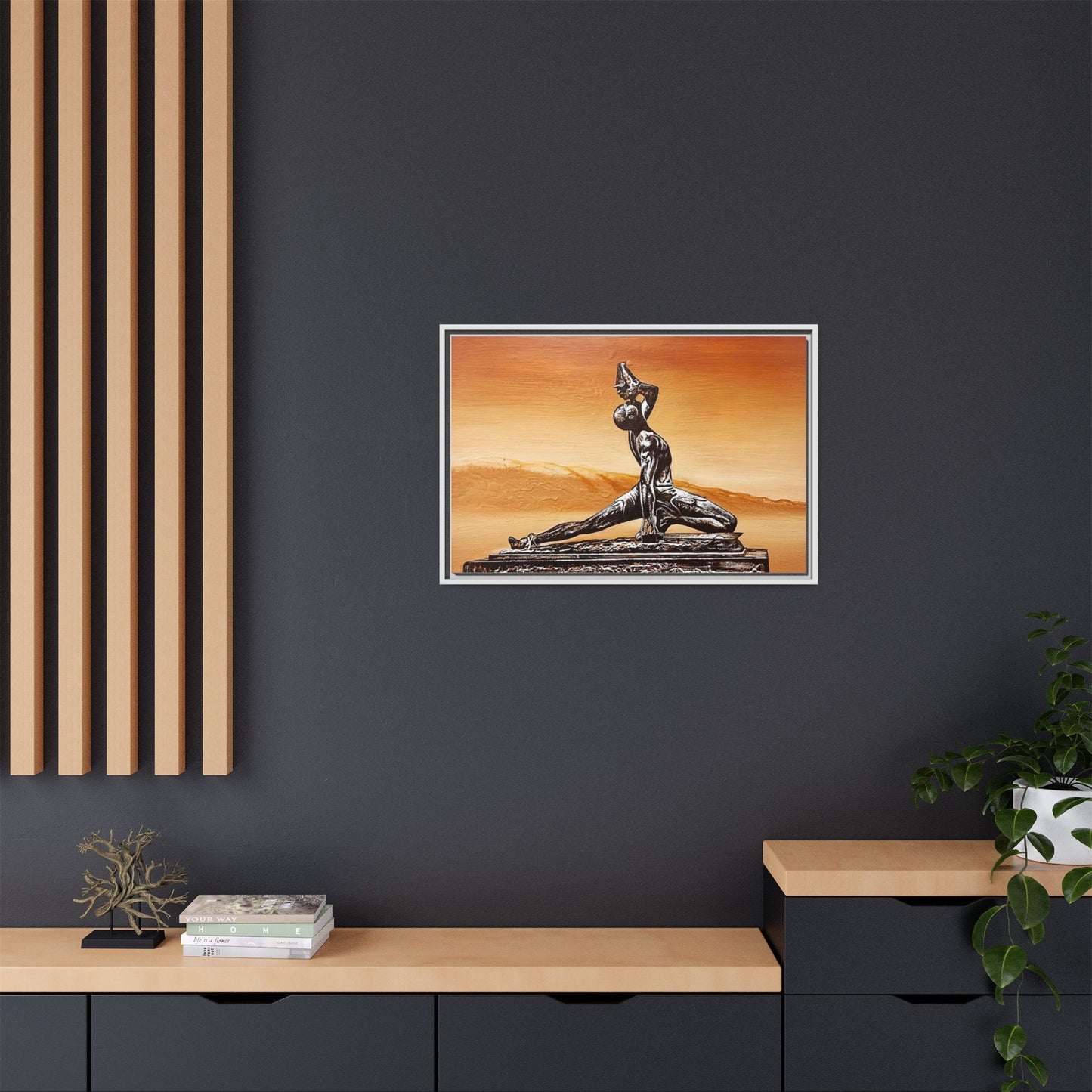 Bronze Sculpture Desert Matte Canvas Framed Print