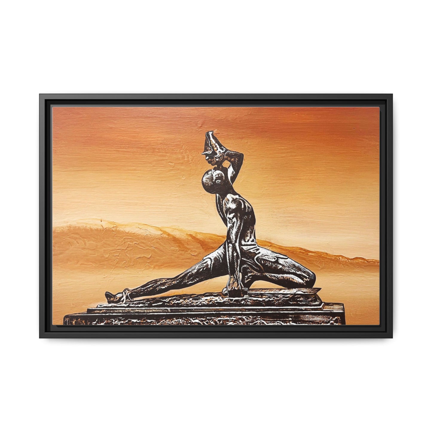 Bronze Sculpture Desert Matte Canvas Framed Print