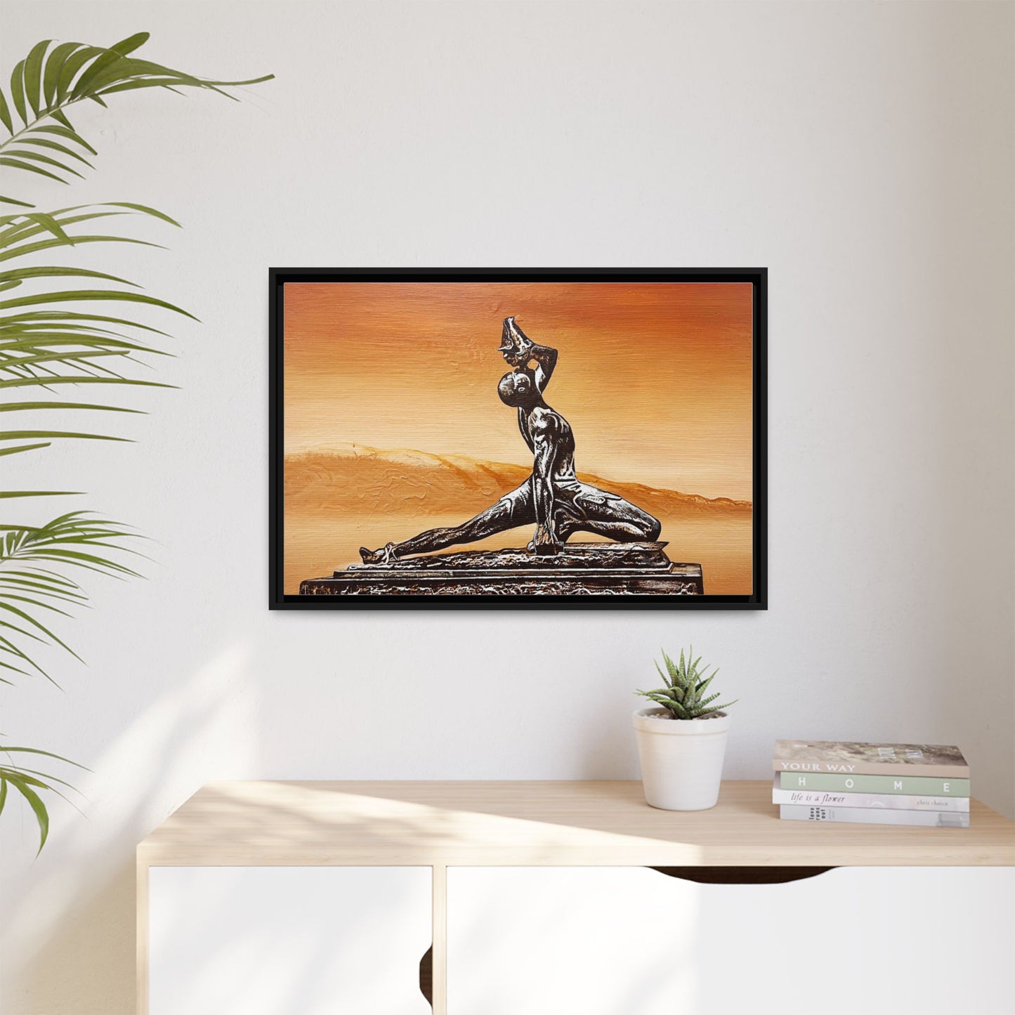 Bronze Sculpture Desert Matte Canvas Framed Print