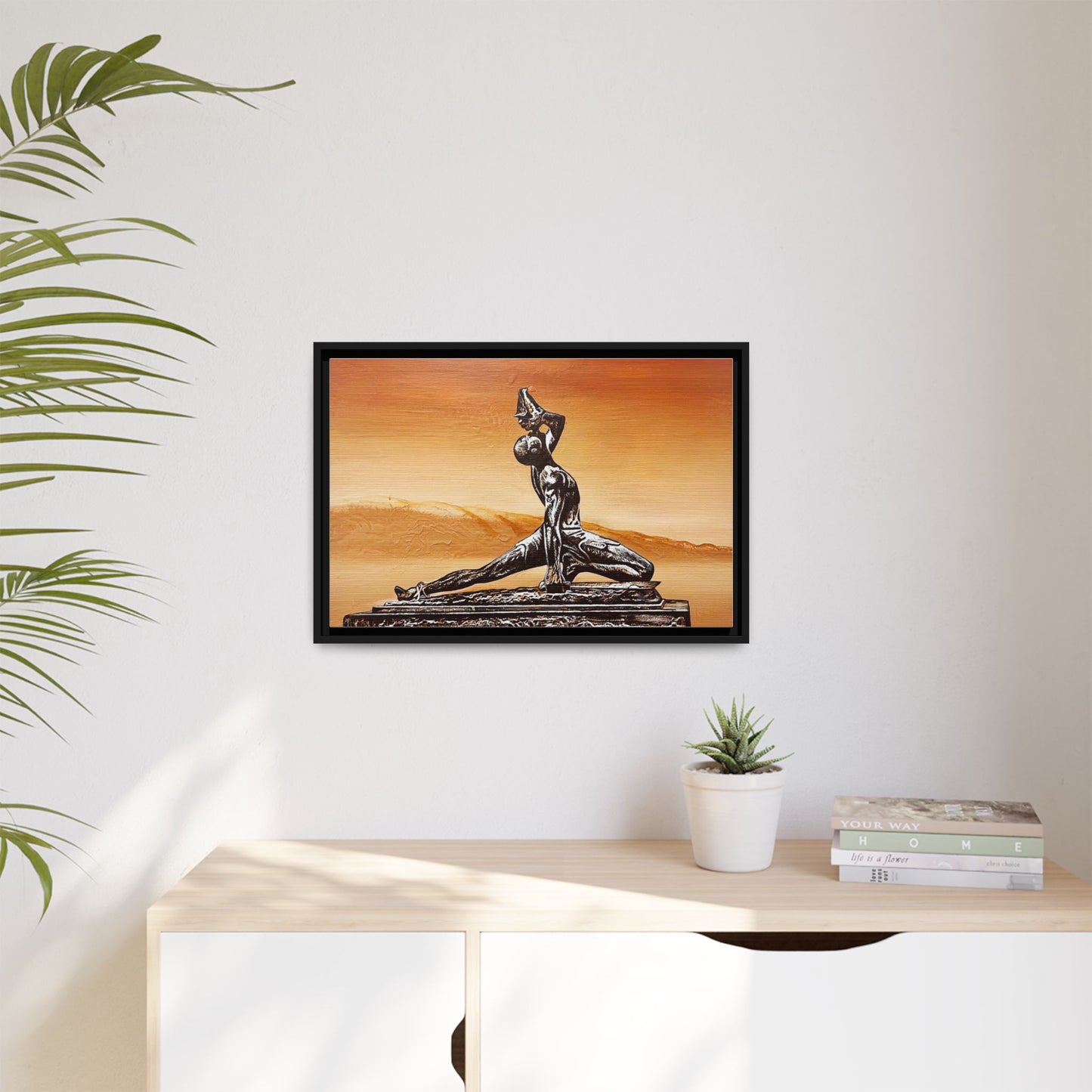 Bronze Sculpture Desert Matte Canvas Framed Print