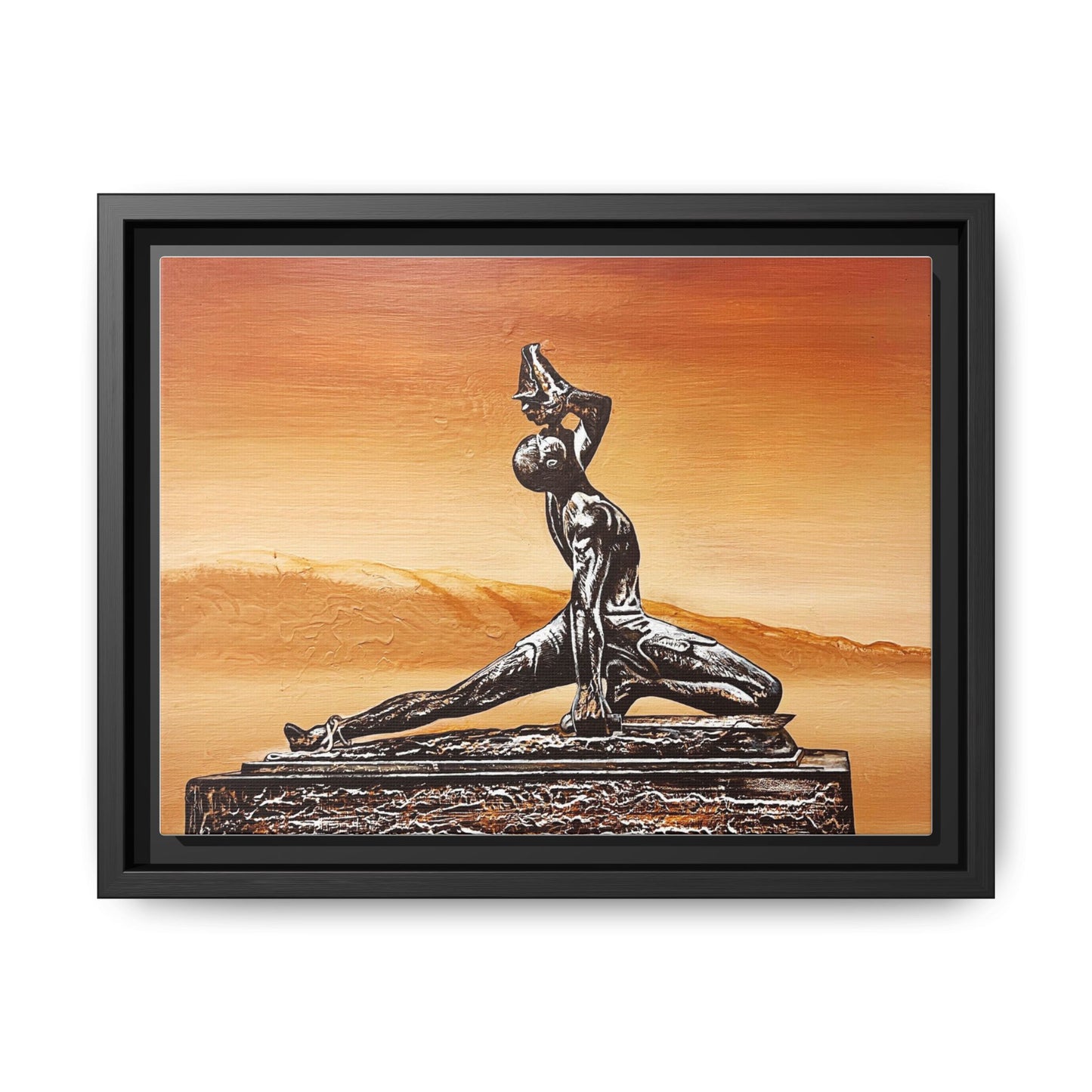 Bronze Sculpture Desert Matte Canvas Framed Print