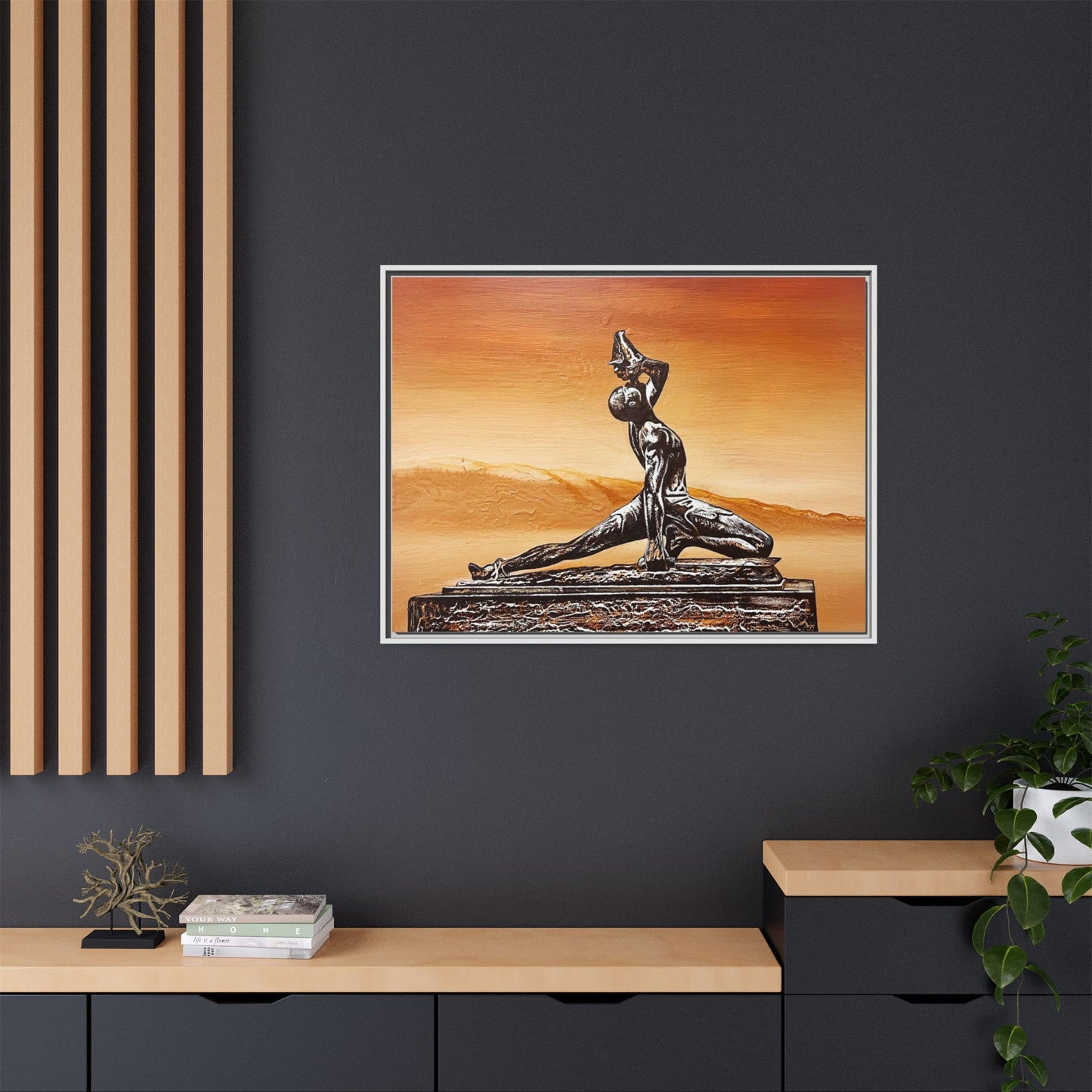 Bronze Sculpture Desert Matte Canvas Framed Print