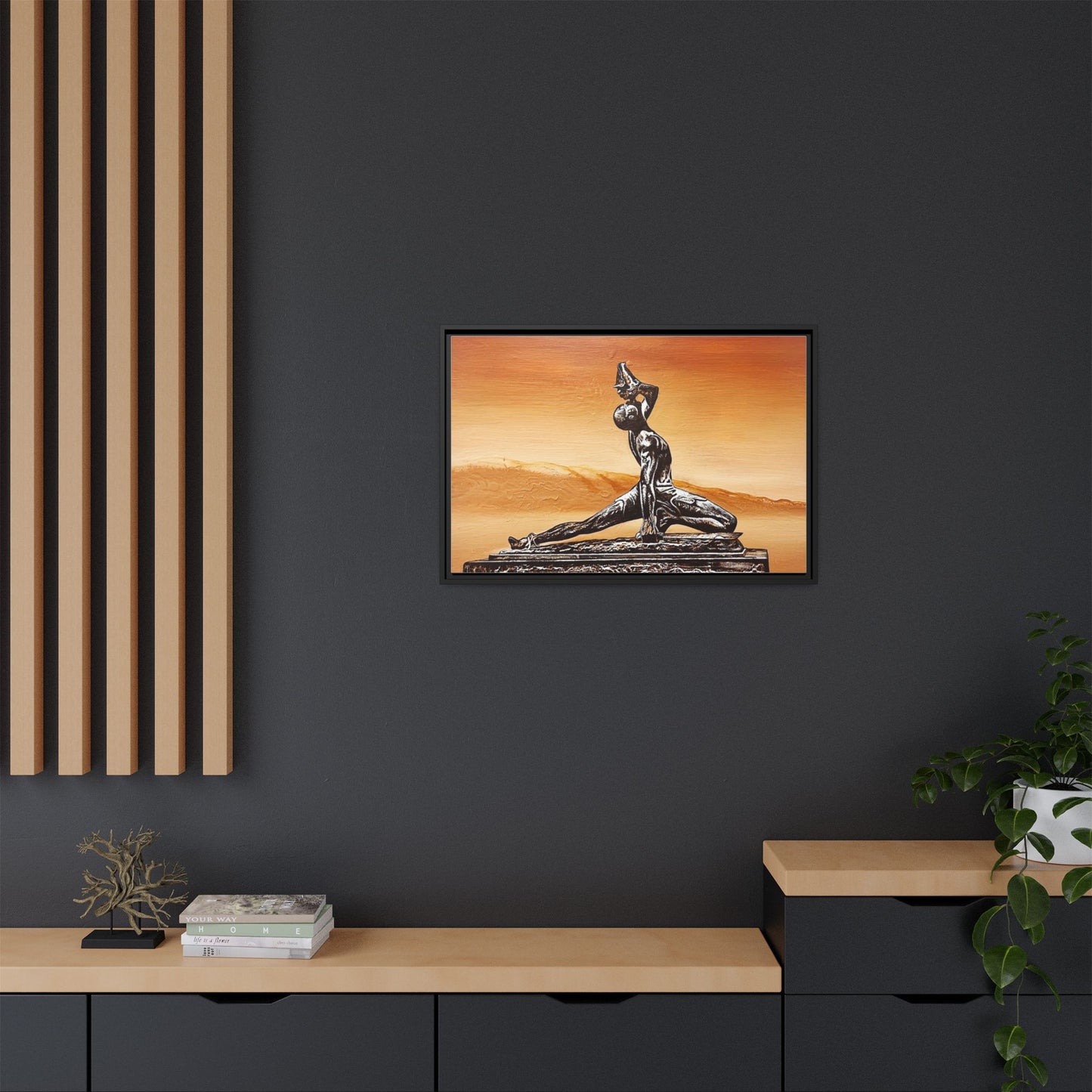 Bronze Sculpture Desert Matte Canvas Framed Print