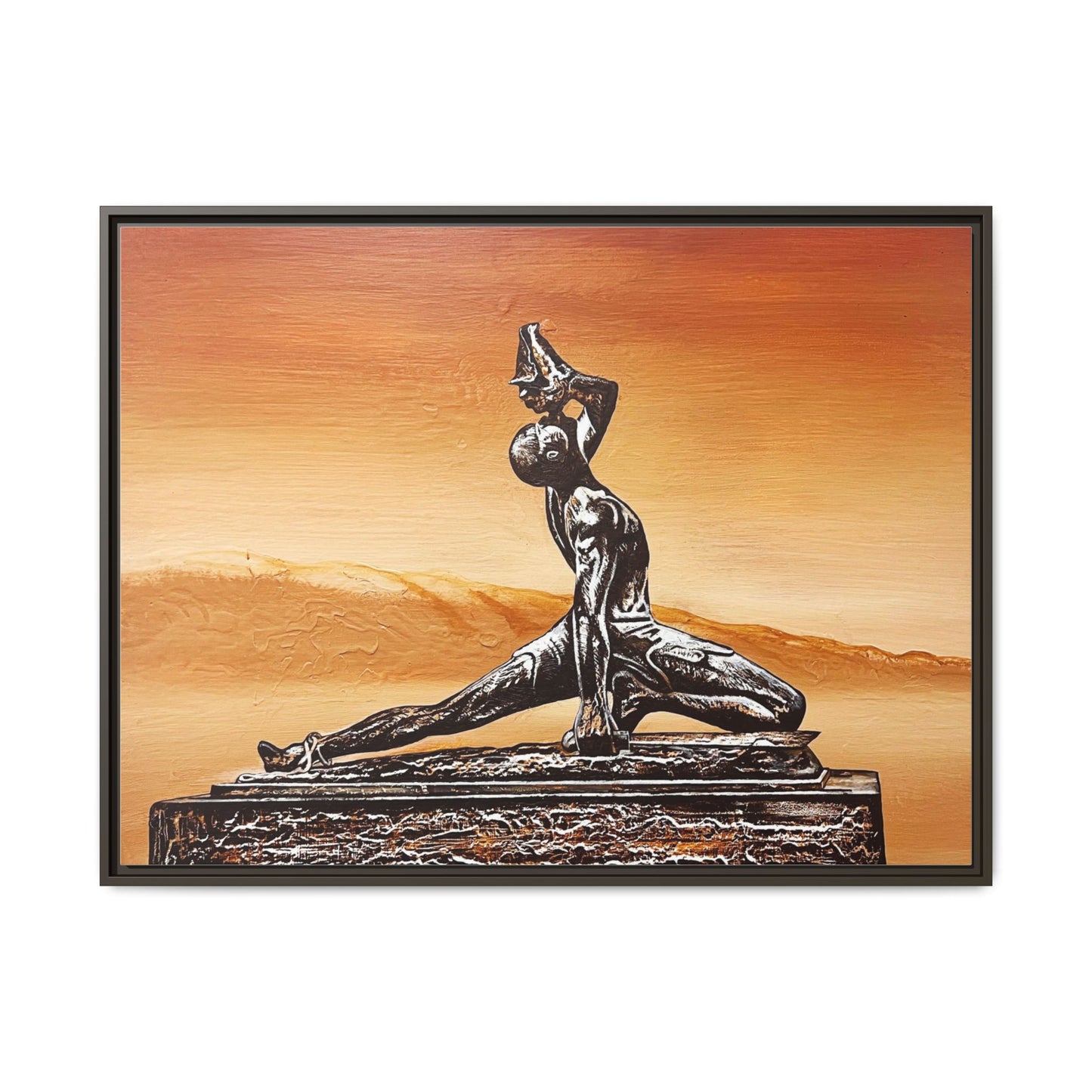 Bronze Sculpture Desert Matte Canvas Framed Print