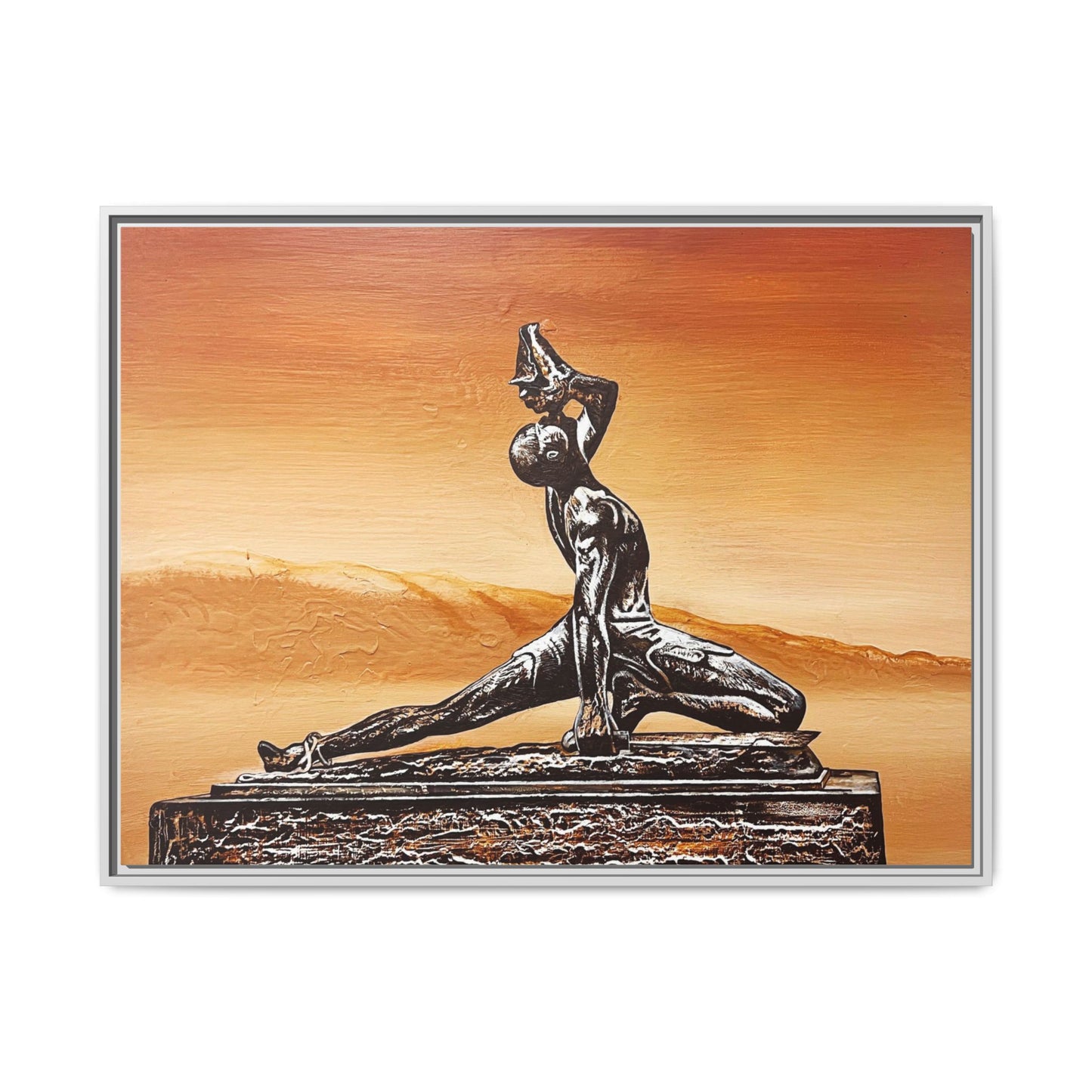 Bronze Sculpture Desert Matte Canvas Framed Print