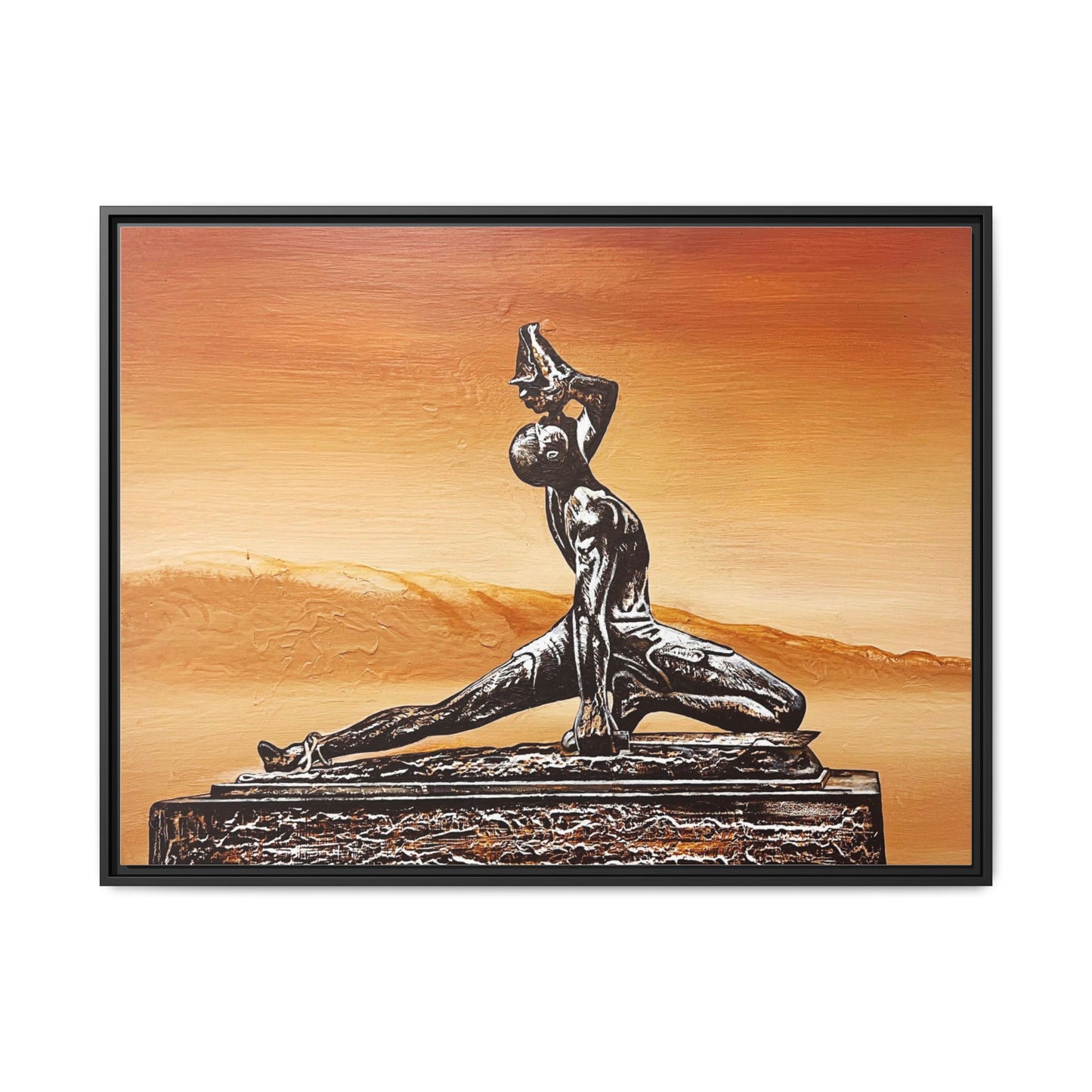 Bronze Sculpture Desert Matte Canvas Framed Print