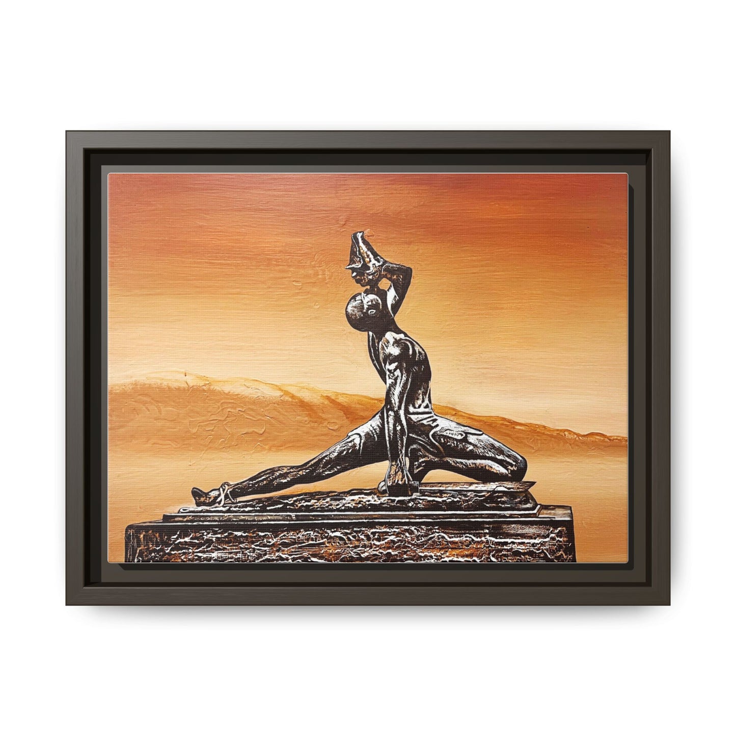 Bronze Sculpture Desert Matte Canvas Framed Print