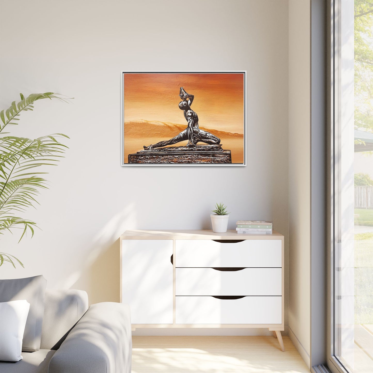 Bronze Sculpture Desert Matte Canvas Framed Print