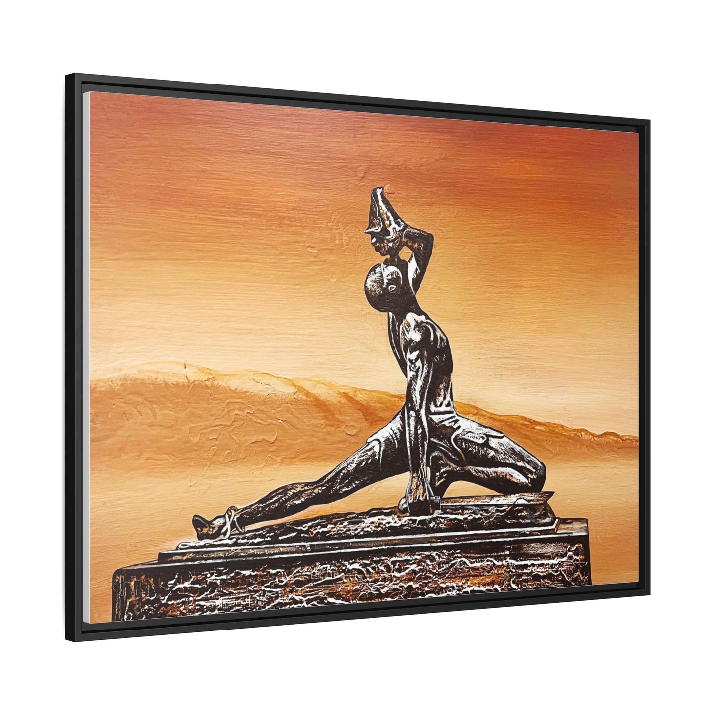 Bronze Sculpture Desert Matte Canvas Framed Print