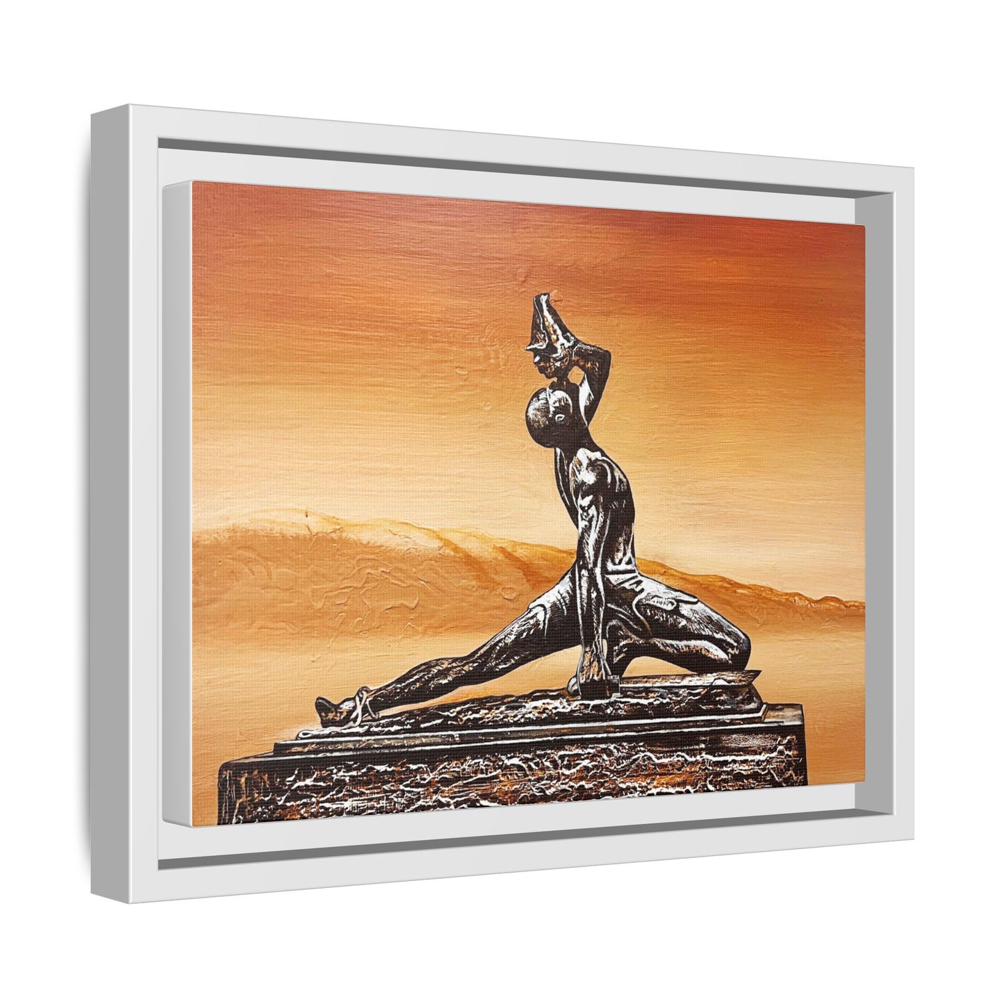 Bronze Sculpture Desert Matte Canvas Framed Print