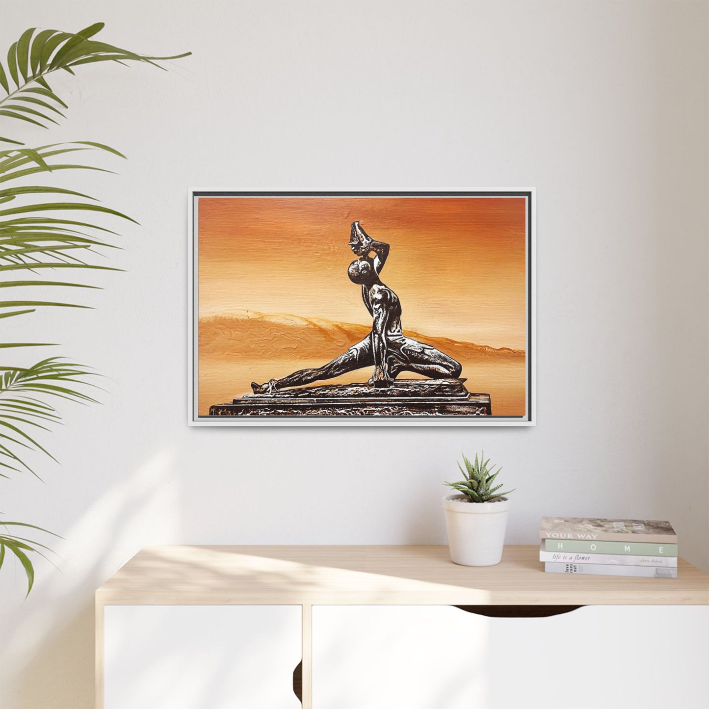 Bronze Sculpture Desert Matte Canvas Framed Print
