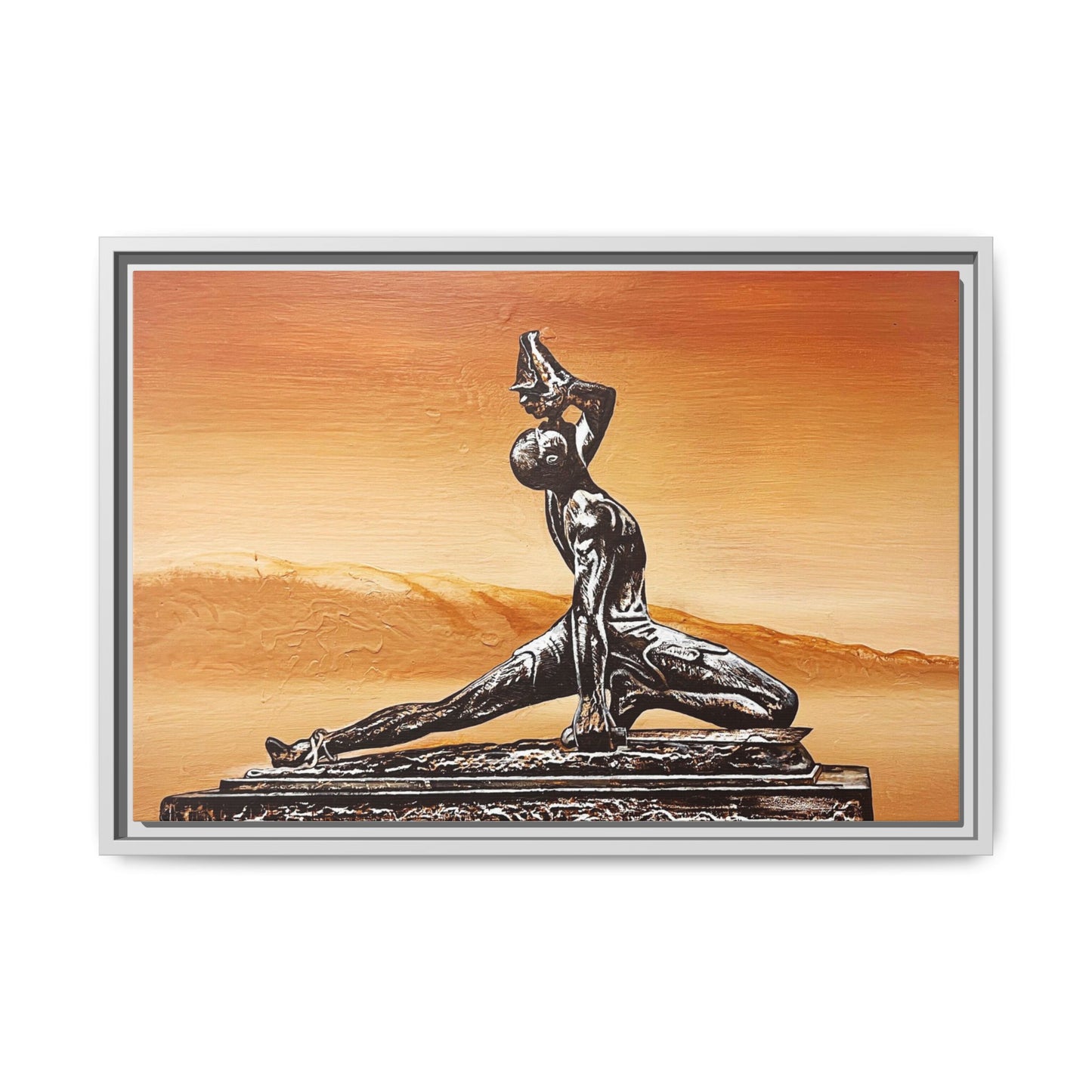 Bronze Sculpture Desert Matte Canvas Framed Print