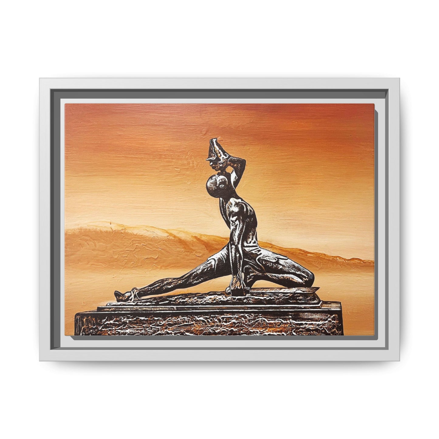 Bronze Sculpture Desert Matte Canvas Framed Print
