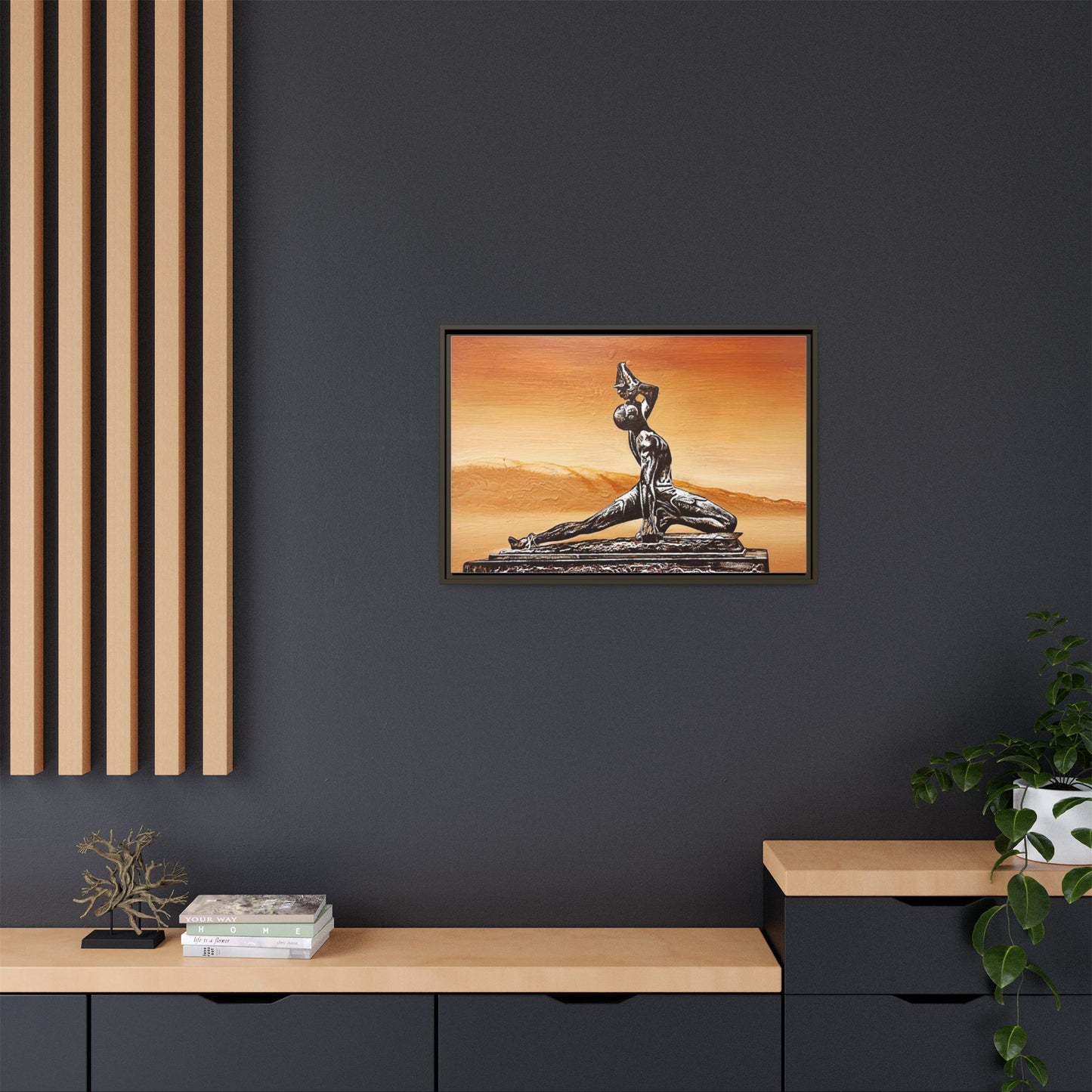 Bronze Sculpture Desert Matte Canvas Framed Print