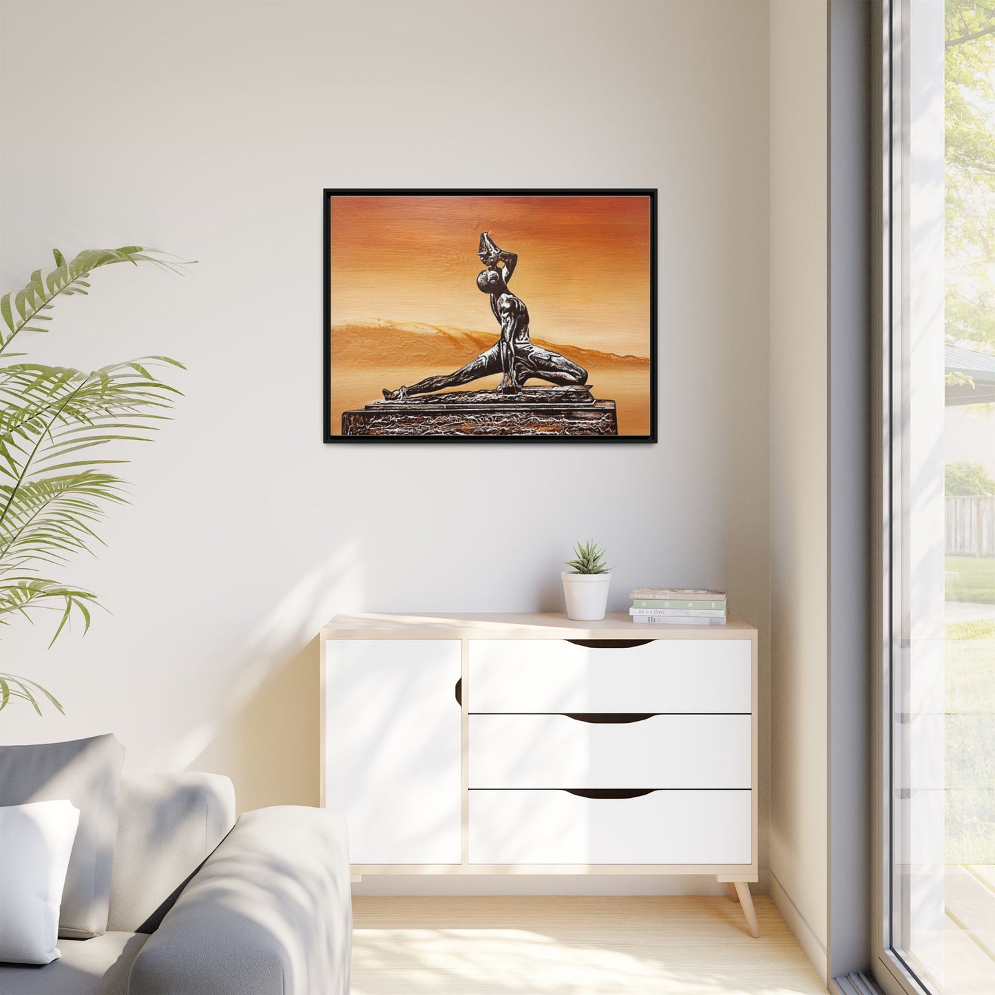 Bronze Sculpture Desert Matte Canvas Framed Print