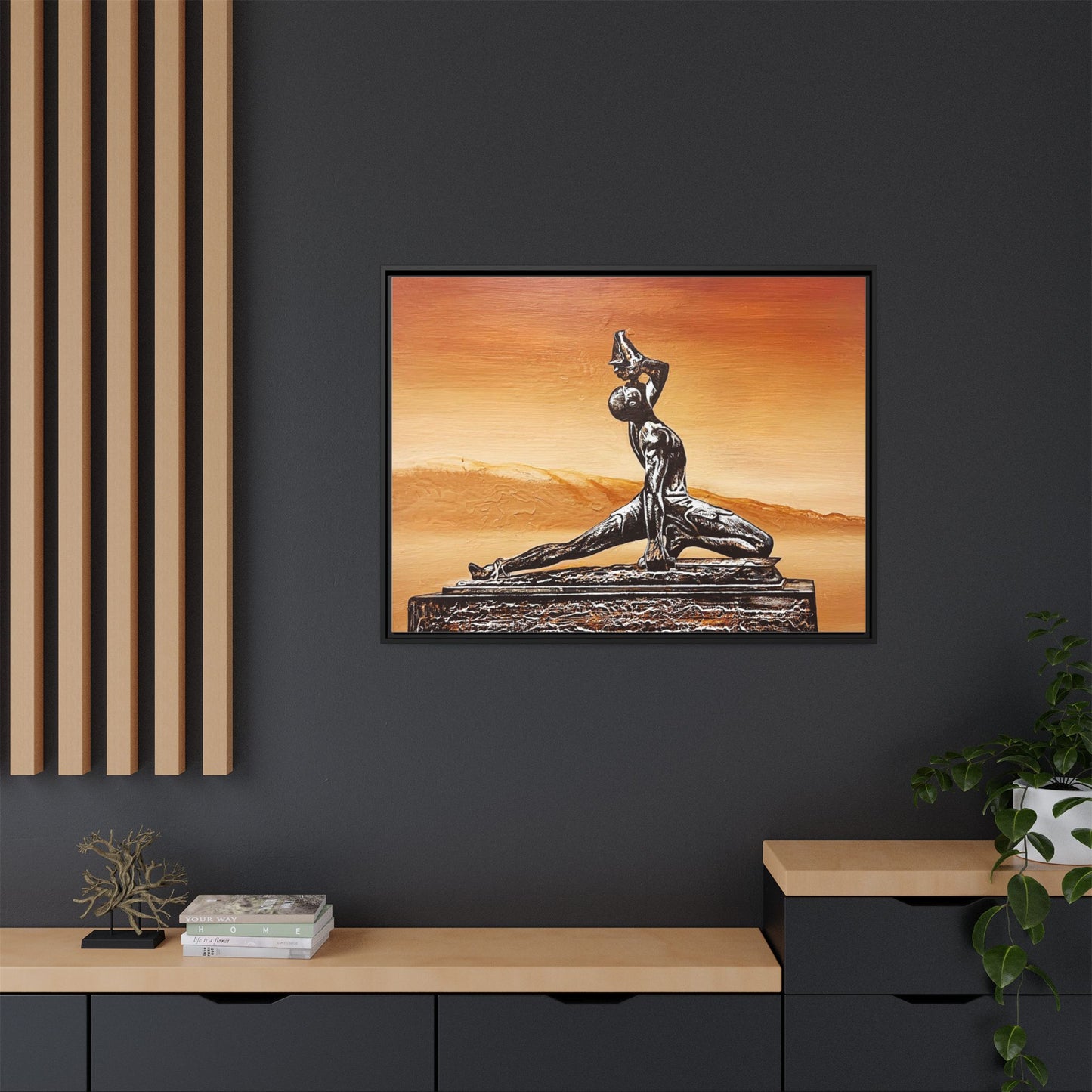 Bronze Sculpture Desert Matte Canvas Framed Print